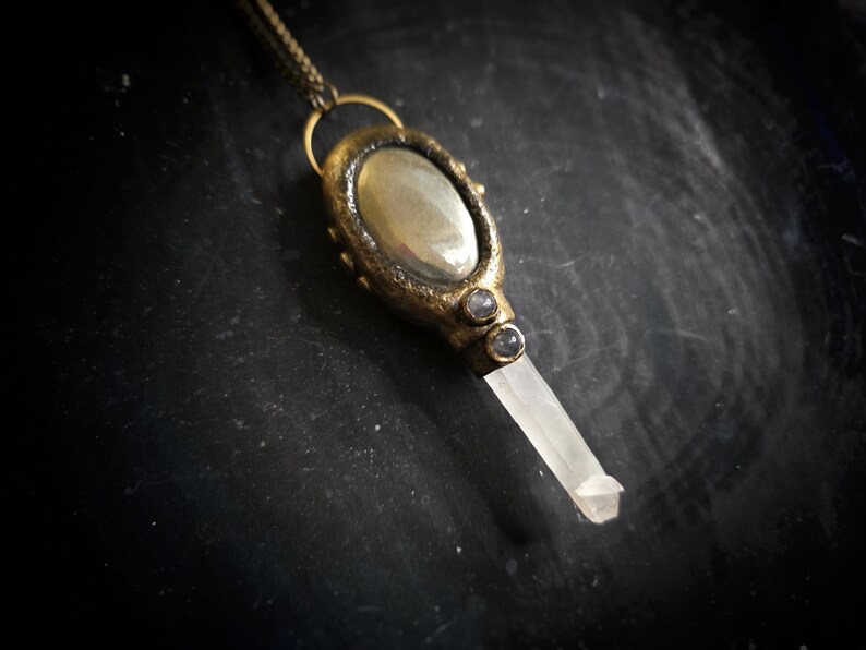 pyrite quartz point milky white rose quartz unique gold fool's gold witchy abundance money love amplification lovely
unusual gift for her gothic alt