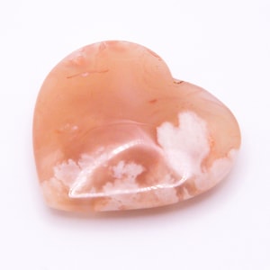 Pink Flower Agate Heart Crystal Carving