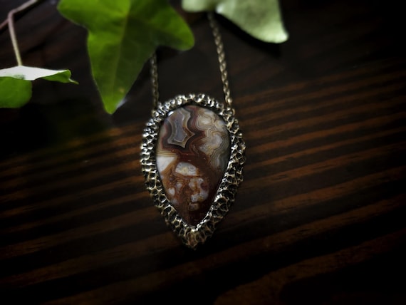 Crazy Lace Agate Pendant - Handmade Necklace - Rich Earth Tones
