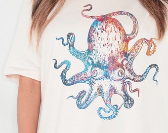 Octopus t-shirt, ombre Unisex shirt, octopus gift, men's shirt, women's graphic tee