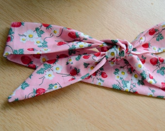Cotton Strawberry Print Headscarf