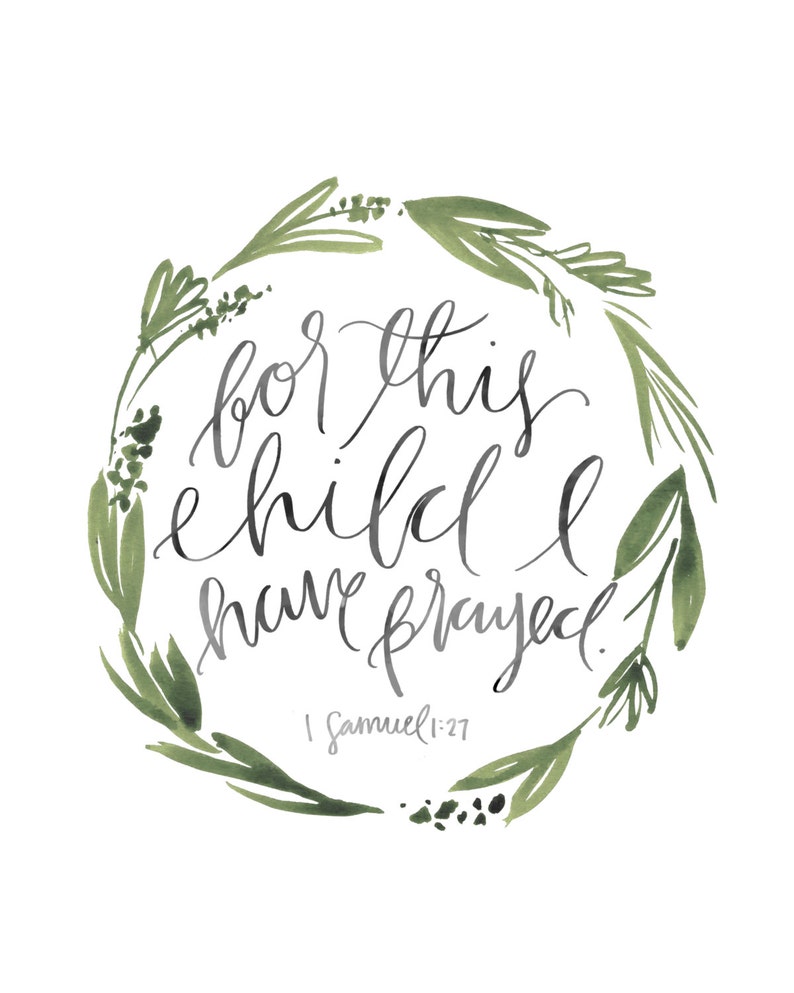 For This Child I Have Prayed Hand Lettering Scripture Print image 2