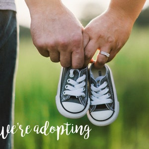 Annonce d&#39;adoption - Nous adoptons / Photo numérique 5x7 personnalisée pour l&#39;annonce d&#39;adoption