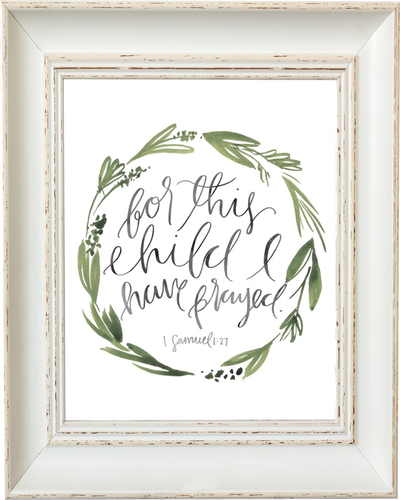 For This Child I Have Prayed Hand Lettering Scripture Print image 1