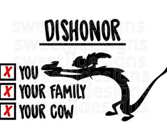 Mulan Mushu Disney family matching shirts SVG,JPG,PDF, Cricut, Design Space, Silhouette,Disney diy cutting file,Disney World,Dishonor dragon