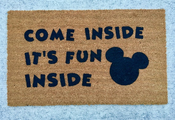 Personalized Disney Doormat Mickey Mouse Clubhouse Wedding Gift Family Gift Engagement Gift Come Inside It S Fun Inside Door Mat Custom
