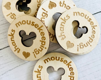 WDW cast member appreciation tokens, CM thank you gift, cast member, thank you mousekeeping, mouse world gift, DVC, laser cut gift, tip