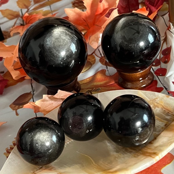 Silver Sheen Obsidian Spheres
