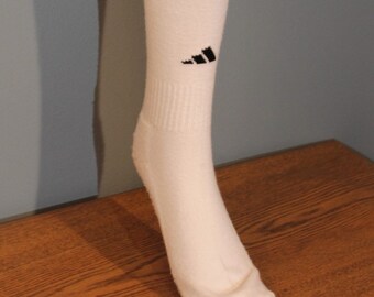 1980s Deadstock Cotton Work Socks Anklet VTG Rib Knit Top Reinforced Heel White 