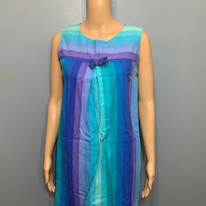 Vintage 1960s 1970s Pin Stripe Cool Toned Sunbraro Dress - Etsy