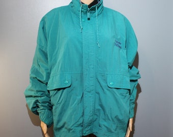 Vintage 1990s Gear for Sports NYNEX Customer Fulfillment Green and Blue Zip-up Windbreaker Jacket Adult XL