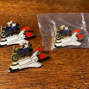 Vintage 1980s Motorcycle Space Shuttle Metal Enamel Pins Each Sold Separately