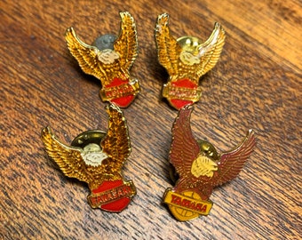 Vintage 1980s Gold Eagle with Heart Honda, Kawasaki, Yamaha Metal Pins Sold Individually