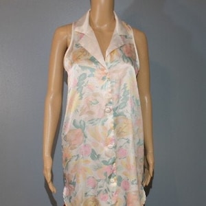 Vintage Five to Nine Vanity Fair Sleeveless Floral Summer Blouse Women&#39;s Small