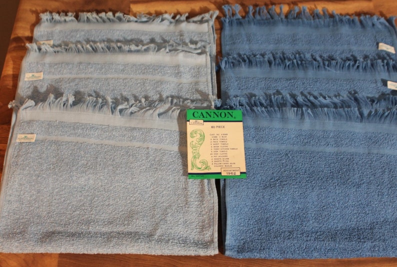 Vintage 1950s Cannon Mills Blue Hand Towel Set Plush Cotton - Etsy