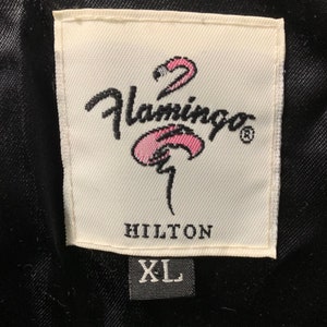 Veste Satin Brodé Vintage Flamingo Hilton Las Vegas Taille XL - Occasion Très Bon État