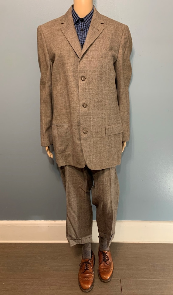 Vintage 1940s-1950s Eagle Clothes Brown Suit Spor… - image 1