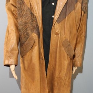 Vintage 1970s-1980s Winlit Brown Paisley Genuine Leather Trench Coat Adult Small image 2