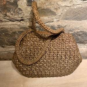 Vintage años 60 expresamente para Simon Brown Bolso de rafia con asa superior hecho en Japón