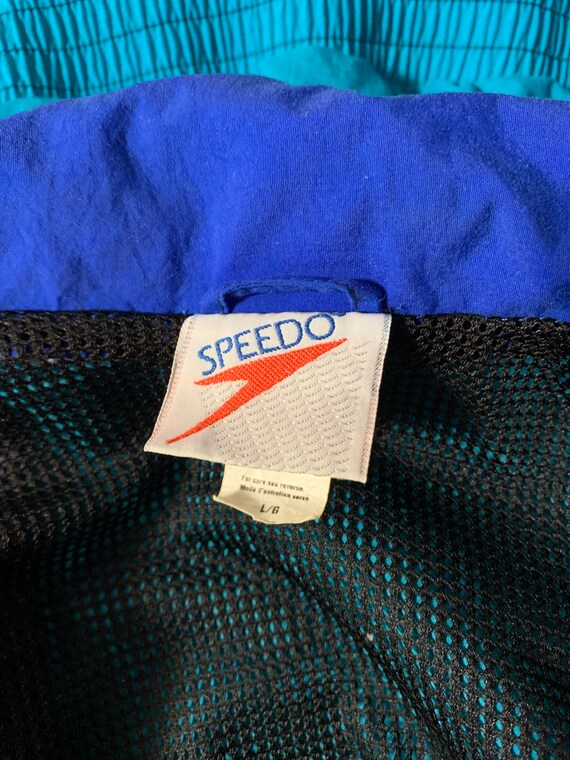 Vintage 1990s Blue and Teal Speedo Athletic Windb… - image 6