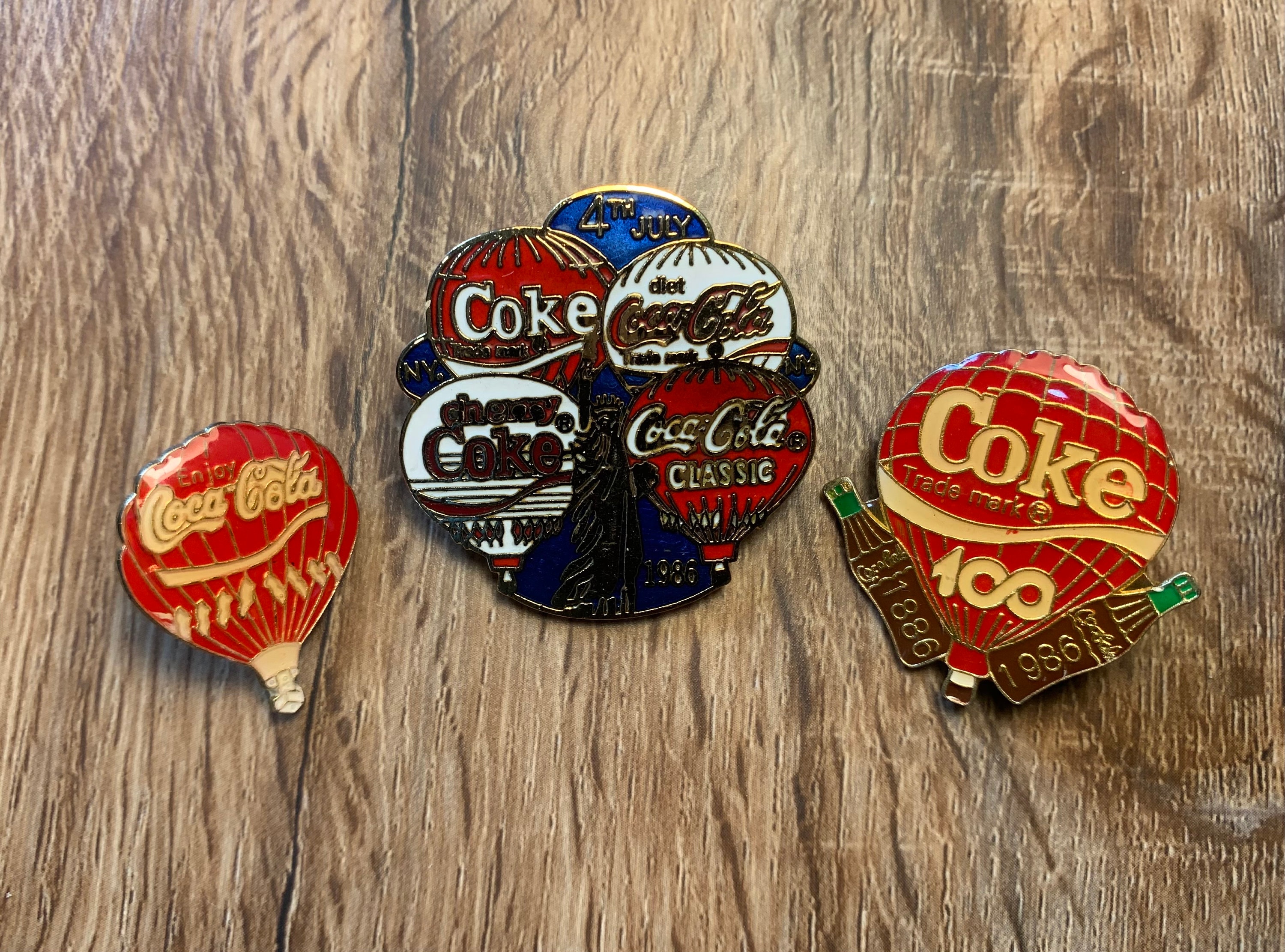 Set of Three Collectible Vintage 1986 Coca-cola 100 Years Fourth