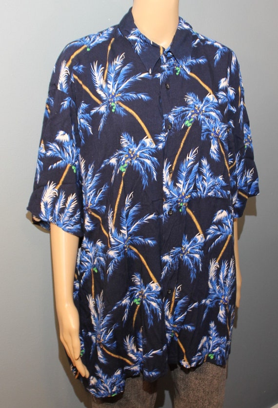 Vintage 1980s-1990s Puritan Blue Tropical Palm Tr… - image 8