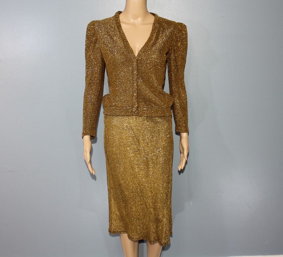 Vintage 1960s-1970s Tracy Sport! Gold Two-Piece S… - image 4