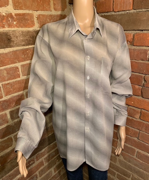 Vintage 1970s-1980s Gray Striped Long Sleeve Oxfo… - image 10