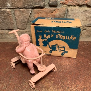 Just Like Mother’s Baby Stroller No. 100 A Jeryco Product Antique Celluloid Toy in Box