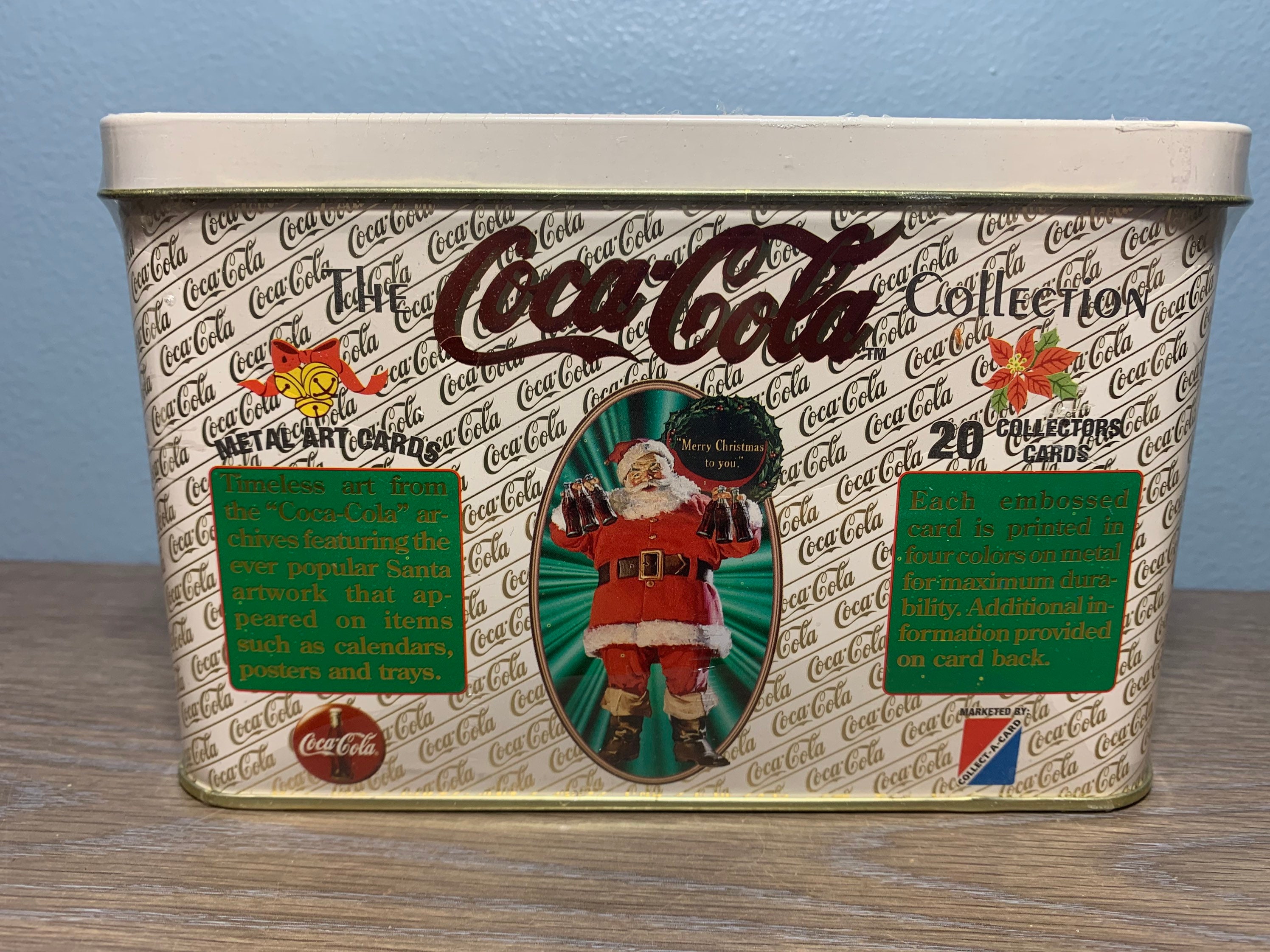 Vintage 1994 Coca-cola Metal Art Collectors Cards Christmas Santa