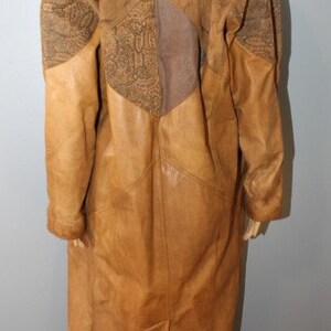 Vintage 1970s-1980s Winlit Brown Paisley Genuine Leather Trench Coat Adult Small image 4