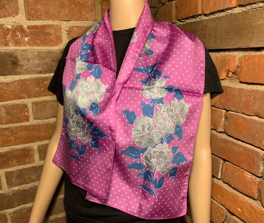 VTG 90s 'MISS SIXTY' PINK BLACK RETRO BOLD GRAPHIC POLKA-DOT SQUARE SCARF
