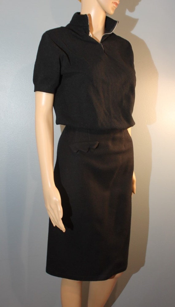 Vintage 1950s Handmade Black Wool High Waisted Pen