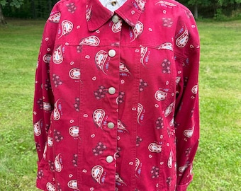 Kurtka bawełniana Vintage Cabela’s dla kobiet w kolorze bordowym z wzorem paisley XL