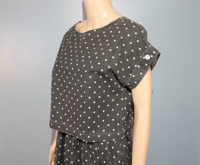 Vintage Mid-Century Modern Mary My Luv Black and White Polka Dot Two-Piece Outfit Dress and Blouse Women/'s Small Made in the USA