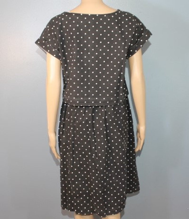 Vintage Mid-Century Modern Mary My Luv Black and White Polka Dot Two-Piece Outfit Dress and Blouse Women/'s Small Made in the USA