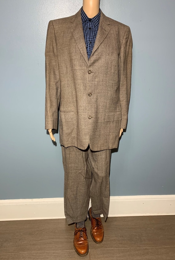 Vintage 1940s-1950s Eagle Clothes Brown Suit Spor… - image 3