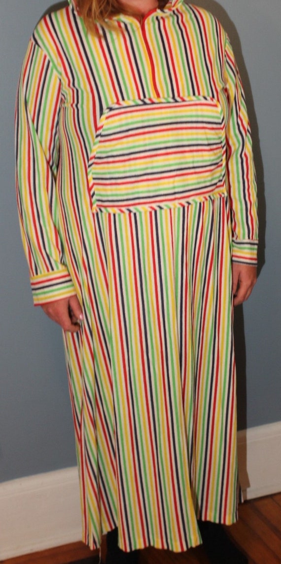 Vintage 1960's-1970's Multi-Colorful Striped Plush