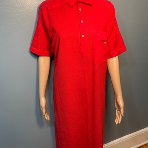 Vintage 1970s Red Carriage Court Sport T-Shirt Dress Women&#39;s Medium Made in the USA
