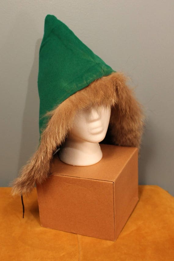 Vintage 1960s Green Wool Fur Lined Winter Hood - image 3