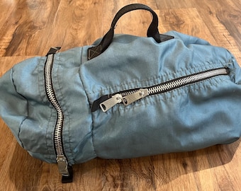 Vintage 1950s-1960s Blue Handmade Duffel Bag