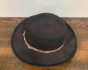 1970s Vintage Lancaster Wool Felt Fedora Hat Vintage Lancaster Hat 70s Black Swagger Felt Wool Slopping  main image 4