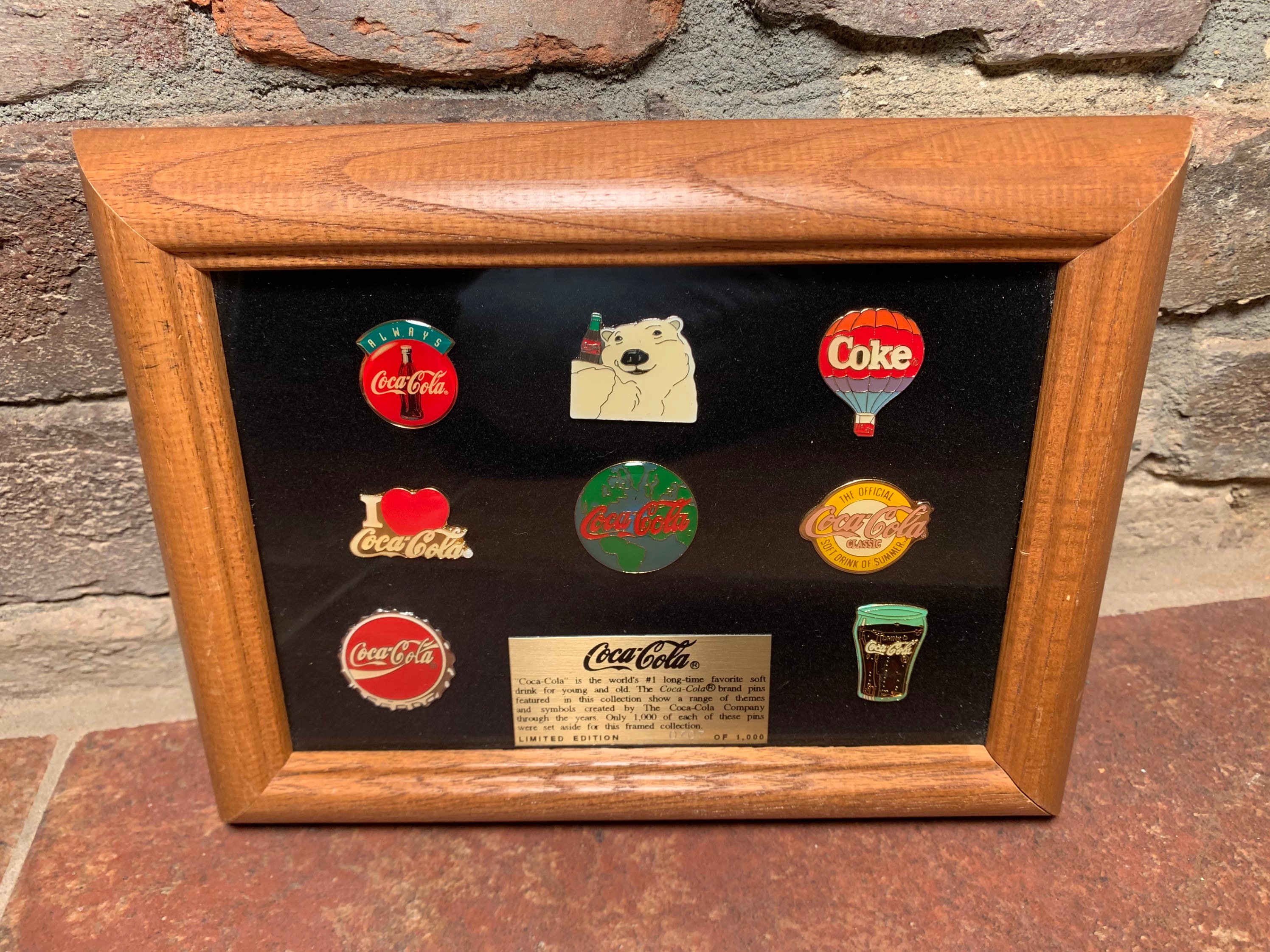 Vintage 1990s Limited Edition Coca-cola Framed Pin Set 707 of