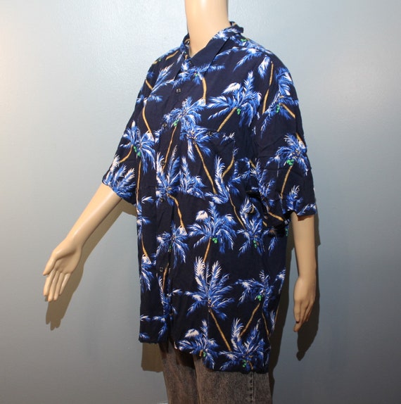 Vintage 1980s-1990s Puritan Blue Tropical Palm Tr… - image 3