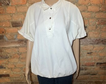 Vintage 1970s-1980s LA Clothing Company Oversized White Cotton Polo T-Shirt Made in the USA