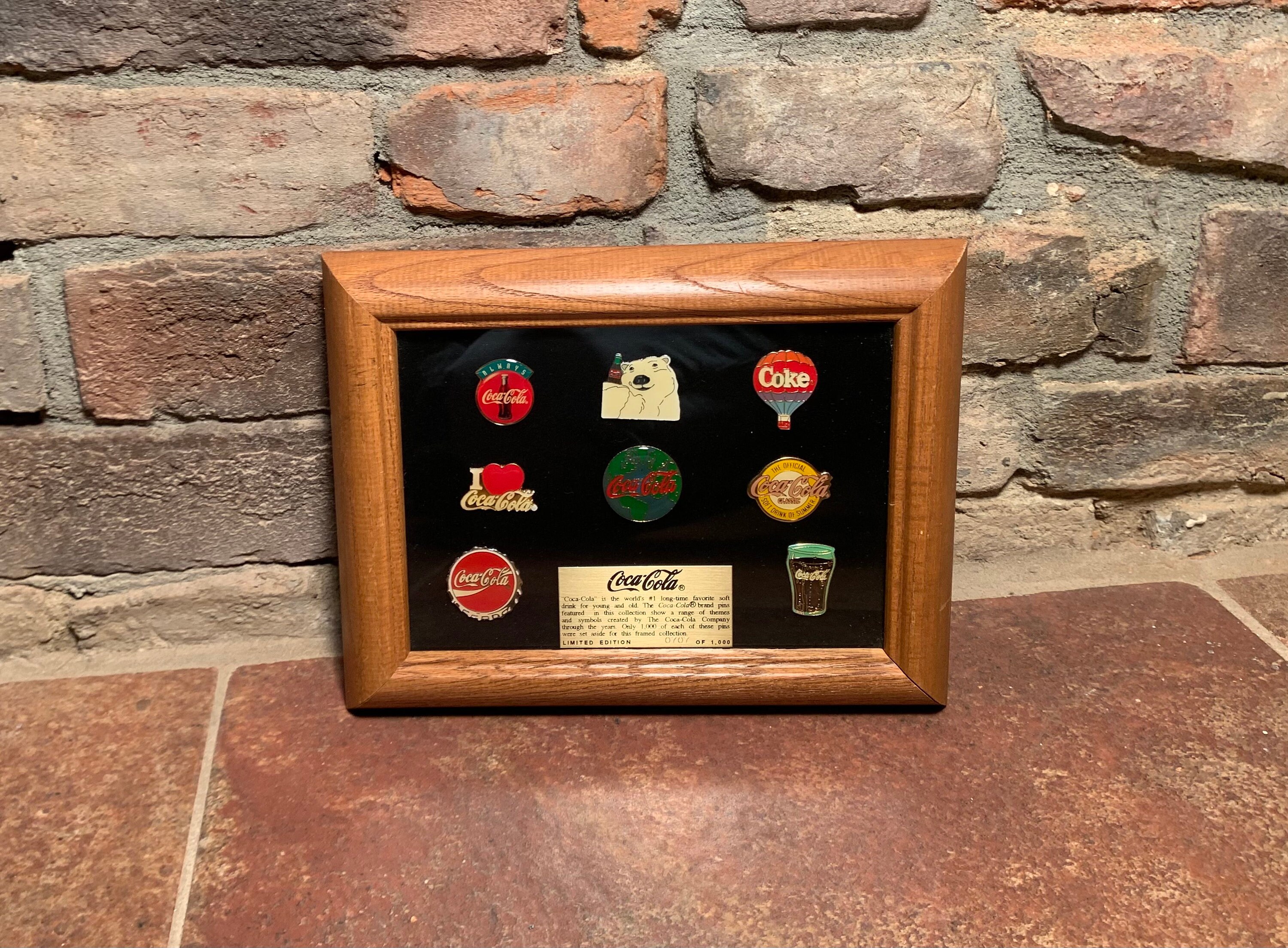 Vintage 1990s Limited Edition Coca-cola Framed Pin Set 707 of