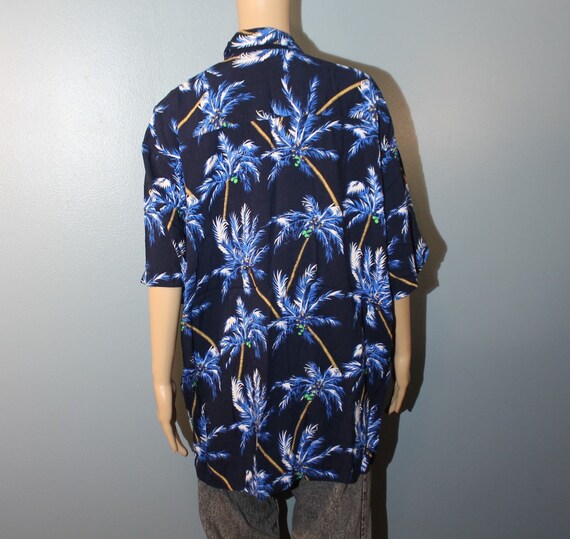 Vintage 1980s-1990s Puritan Blue Tropical Palm Tr… - image 5