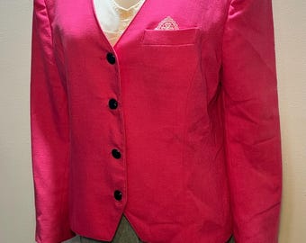 Vintage 1970s-1980s Personal Leslie Fay Pink Button-Down Blazer Women’s Size 12 Made in the USA