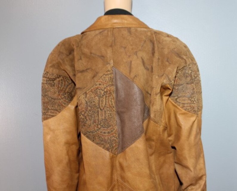 Vintage 1970s-1980s Winlit Brown Paisley Genuine Leather Trench Coat Adult Small image 5