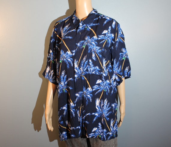 Vintage 1980s-1990s Puritan Blue Tropical Palm Tr… - image 9